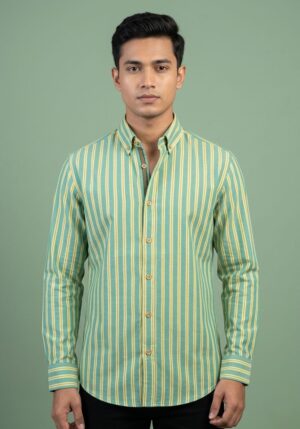 Premium Green Stripe Full Sleeve Shirt For Men