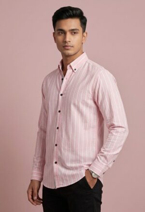 Premium Pink Stripe Shirt For Men
