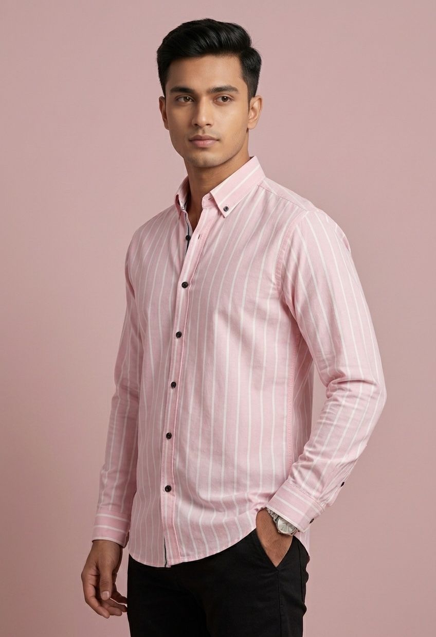 Premium Pink Stripe Shirt For Men